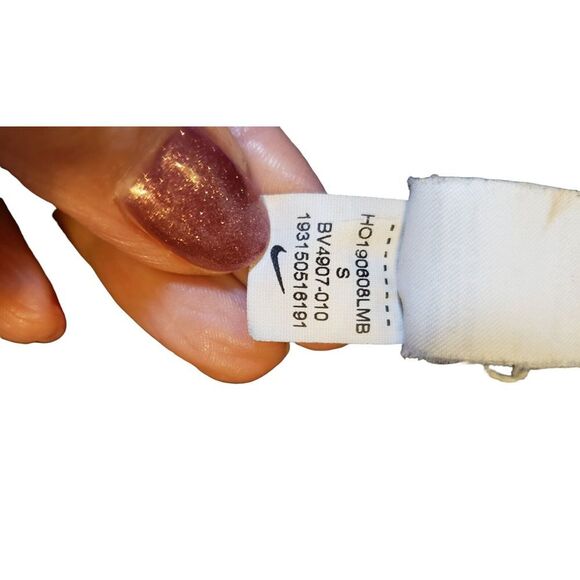 Nike Sports Bra Womens Small Dri-Fit  Black Gold Swoosh Criss Cross Back Workout - Picture 6 of 12